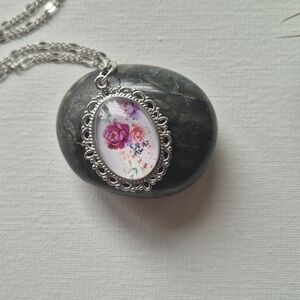 Floral Silver Pendant Necklace